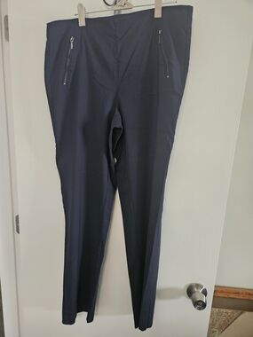Women's Navy Slim Dress Pants with Zip Pockets